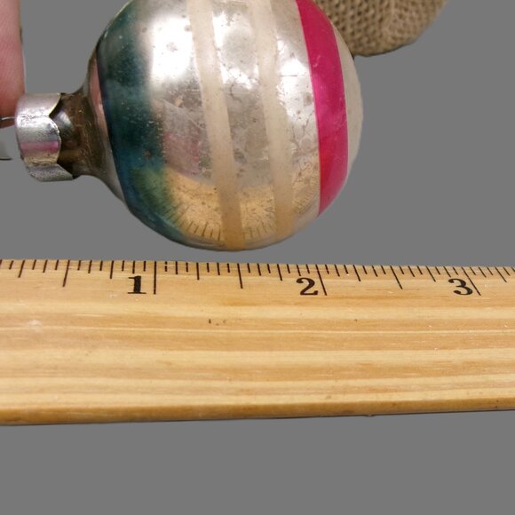 4 Vintage Shiny Brite Striped Christmas Ornaments Lot - Picture 9 of 9